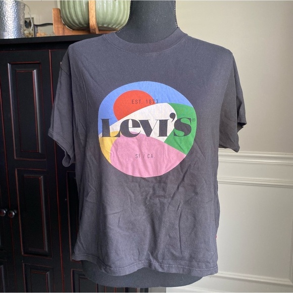 Levi’s Logo Color Block Crop Tee Women’s Medium - Picture 1 of 7